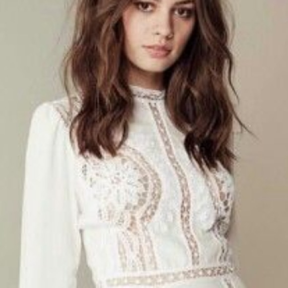 For Love and Lemons iconic white crochet Penelope dress -long flared sleeves NEW - Picture 14 of 15